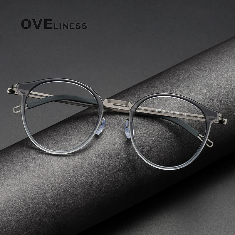 

Pure Titanium Glasses Frame Men Round Myopia Optical Prescription Eyeglass Frame 2023 New Antiskid Silicone Eyewear