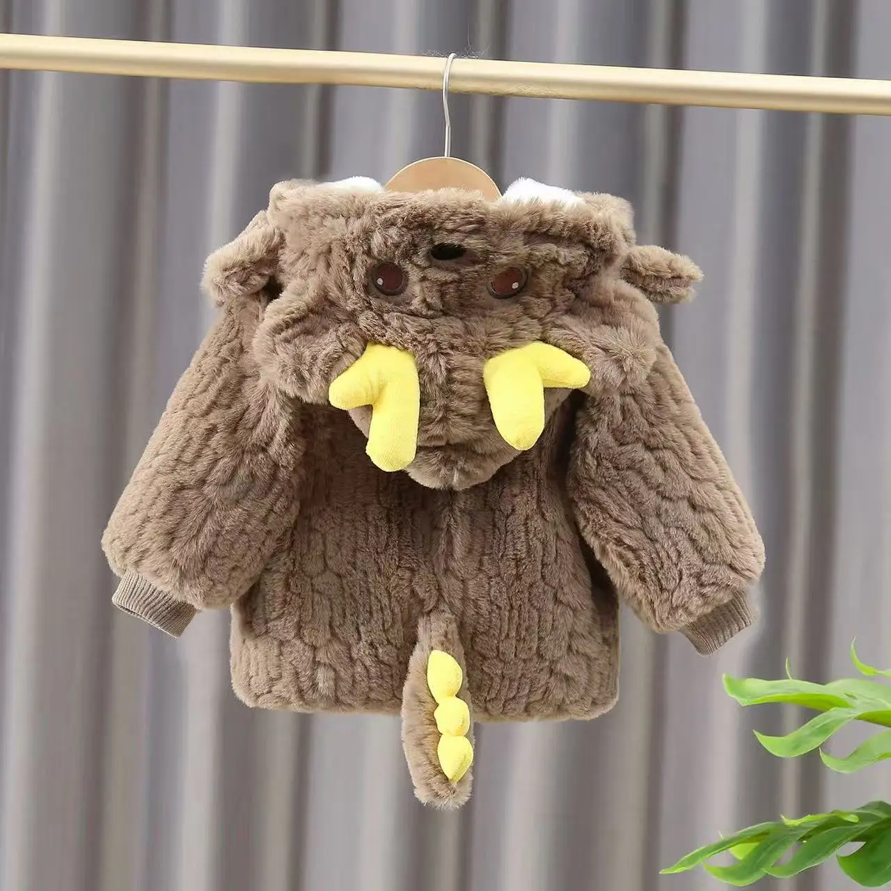 Autumn And Winter Children's Hooded Jacket 2026 New Boys' and Girls' Plush Thickened Cotton Coat 80-120cm