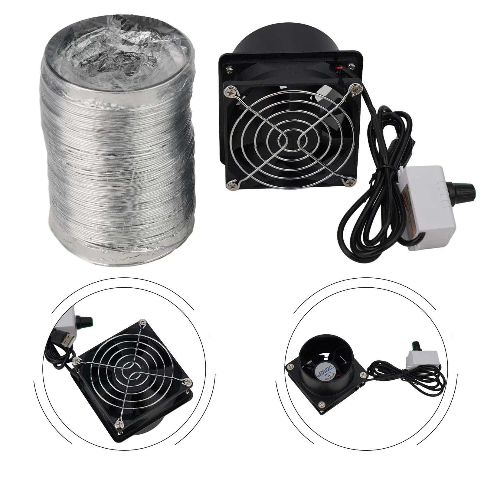 1 Set Smoke Absorber Fume Extractor Fan Pipe Duct Exhuast Fan USB Adjustable Speed Plastic Materials