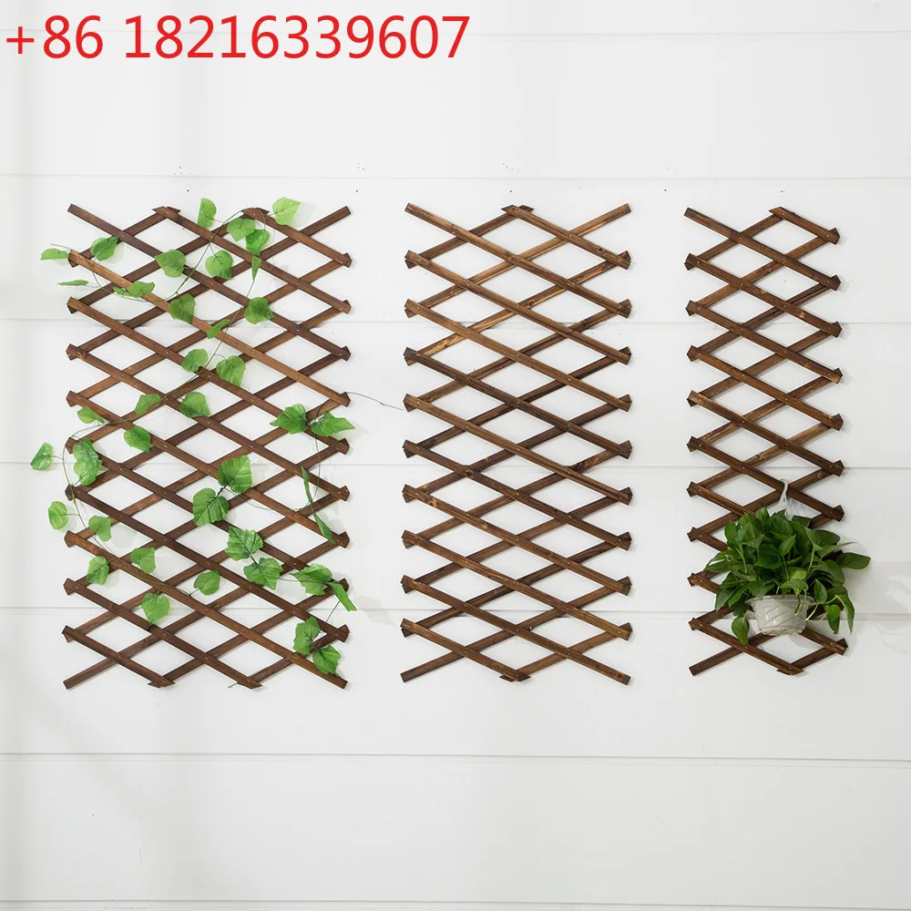 

Carbonized anti-corrosion wood mesh telescopic grid wall flower stand climbing vine flower stand
