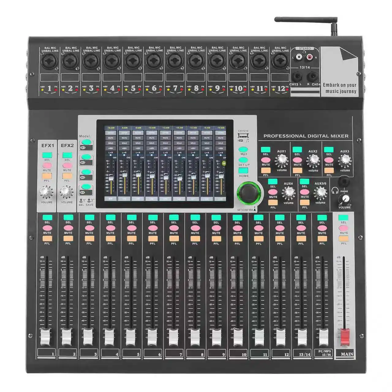 มิกเซอร์เสียง X16 แชนแนล TITumnnl MG16 คอนโซลดีเจพร้อม USB ฟังก์ชั่น Phantom Power 48V เอฟเฟกต์ DSP 256 แบบ Sound Table สำหรับเวที