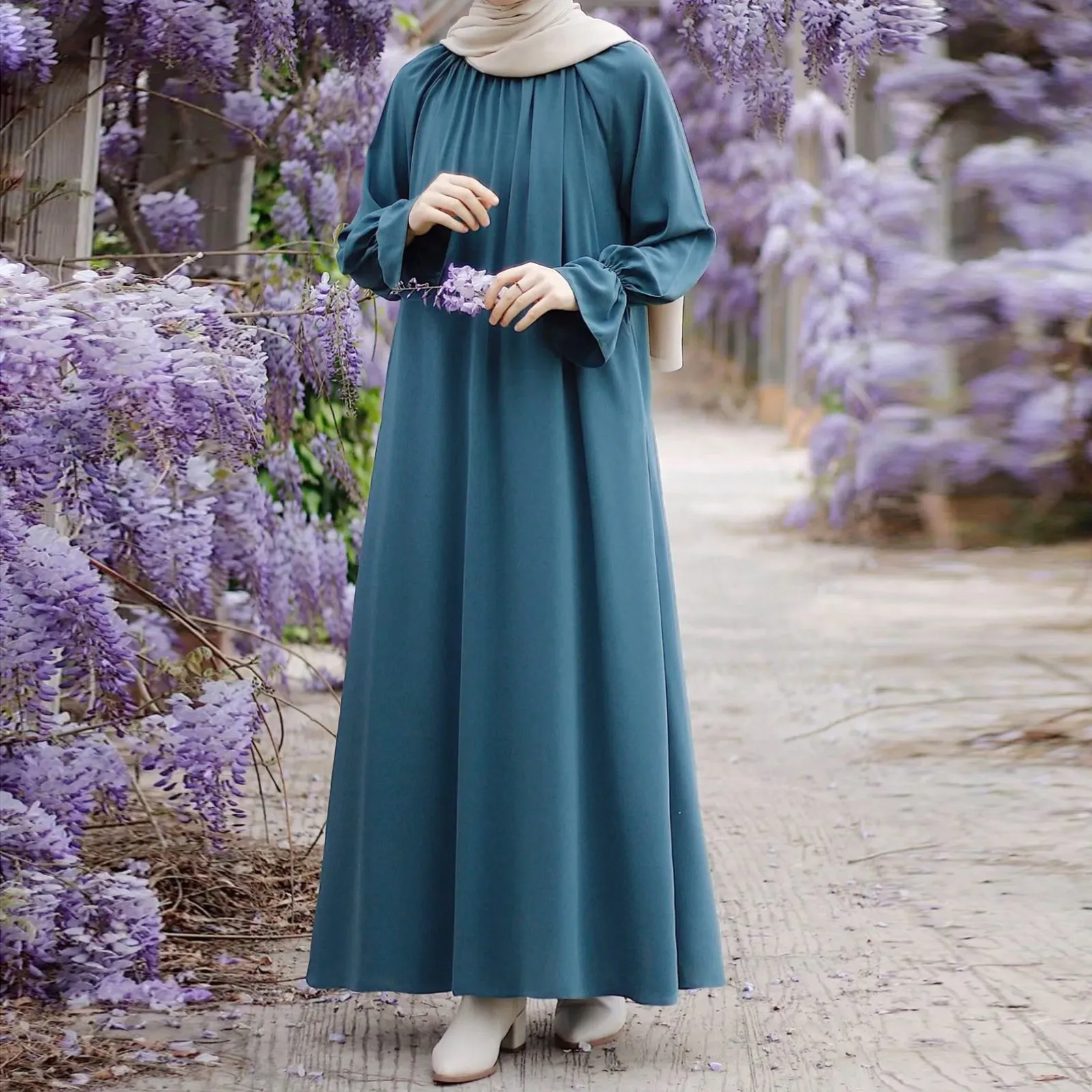 Women Muslim Dress Spring Long Sleeve Abaya Maxi Robe Femme Islamic Clothing Marocain Morocco Caftan Dubai Ramadan Vestido