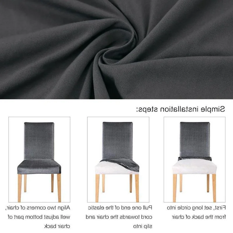 Elastic Solid Color Adjustable Chair Cover Spandex Stretch Slipcovers Chair Seat Covers Kitchen Dining Room Wedding Banquet Home