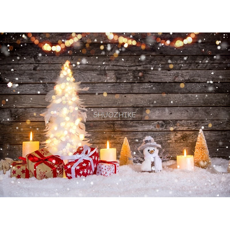 SHUOZHIKE Рождественские деревянные доски тематический фон для фотосъемки снеговик портретные фоны для фотостудии реквизит MMSD-04