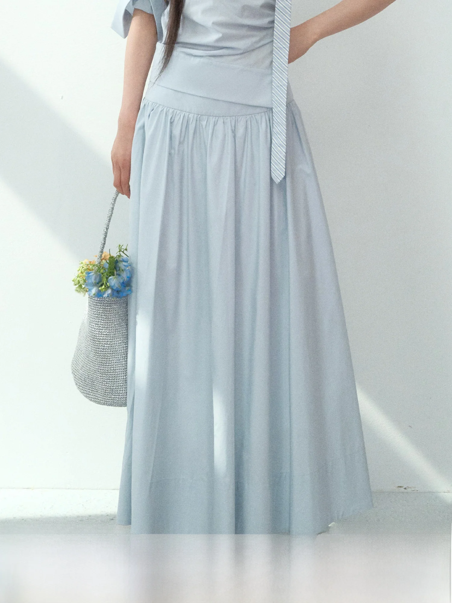 

Ele Long Loose Women's Midi Skirt Pure Color Casual Wear Slimming A-Line Skirt Polyester Nylon Spandex Blend Summer Faion