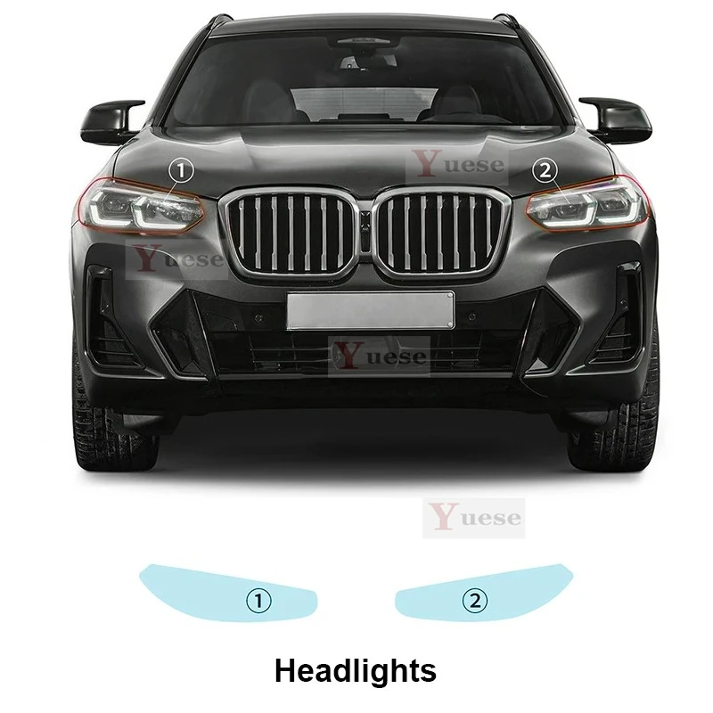 

Для BMW X3 M-SPORT M G01 2022-2023 Автомобильная защитная пленка для фар Зеркальная пленка ТПУ Прозрачная наклейка против царапин