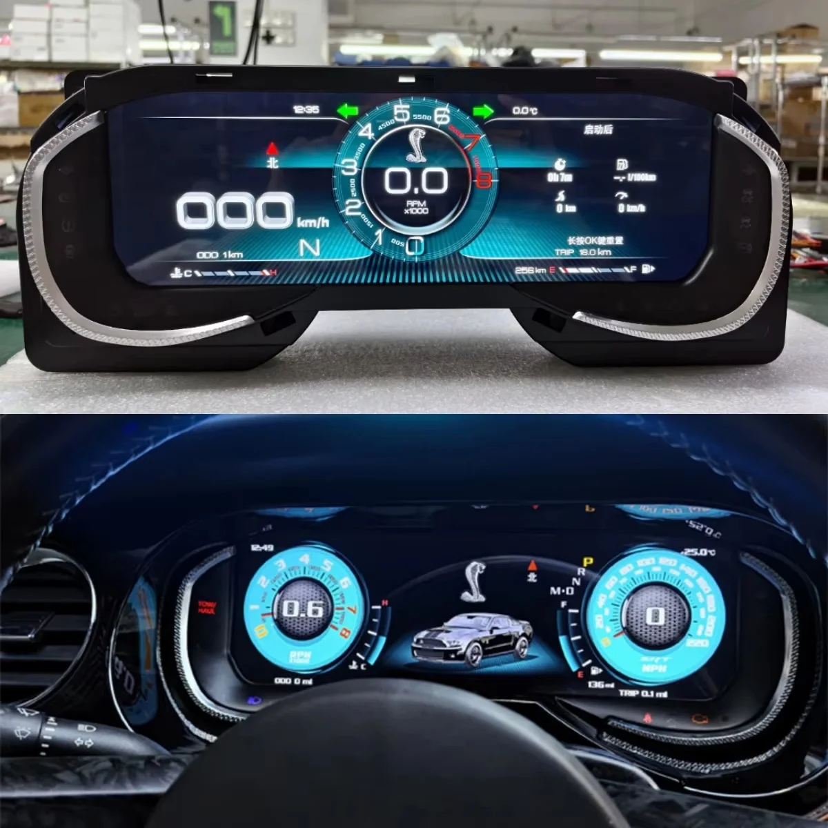 LCD-Instrumententafel Digitales Auto-Cluster Carplay für Ford Mustang Shelby GT 500 2006 2007 2008 2009 -2016 Armaturenbrett Tachometer