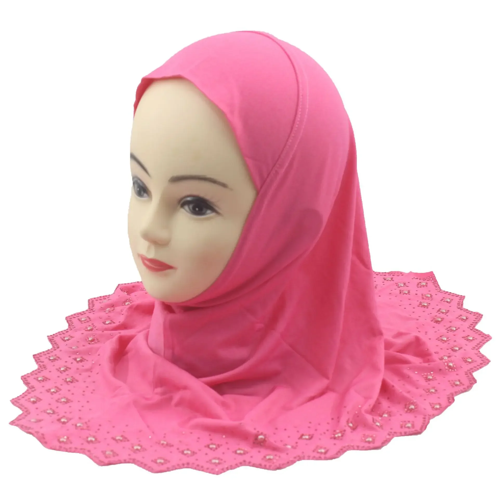

Big Girls Muslim Instant Hijab Ready To Wear Islam Shawls Turban with Rhinestone Scarves Jersey Head Wrap Amira Niqab Headscarf
