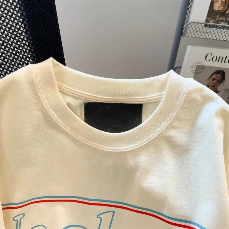 EBAIHUI Letter Printed Women's T-shirt Summer Loose Ladies Short Sleeved Tshirt Retro Casual Versatile Oversized Cute Tee