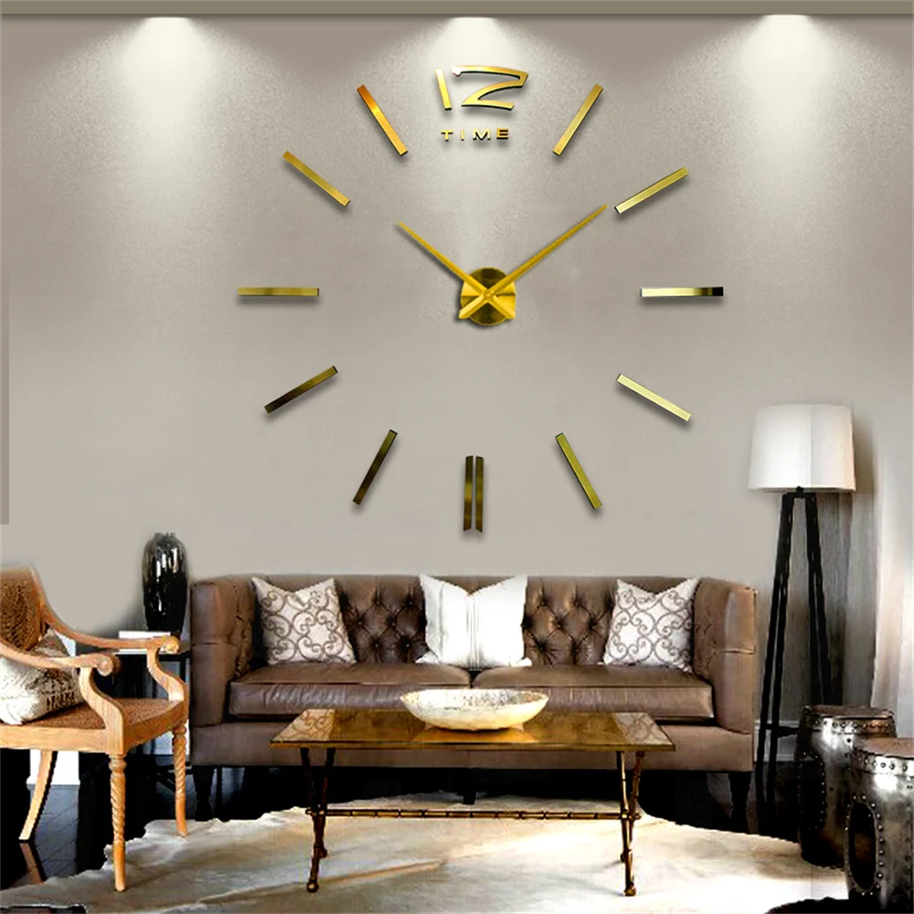New Modern Design Large Wall Clock 3D DIY Quartz Clocks Fashion Watches Acrylic Mirror Stickers Living Room Home Decor Horloge