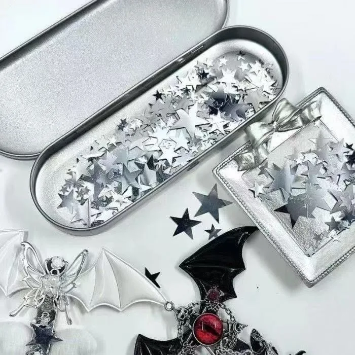 1000PCS Silver Star Stickers DIY Scrapbooking Journal Album Decor Stickers Aesthetic Starburst Stickers Kawai Korean Stationery