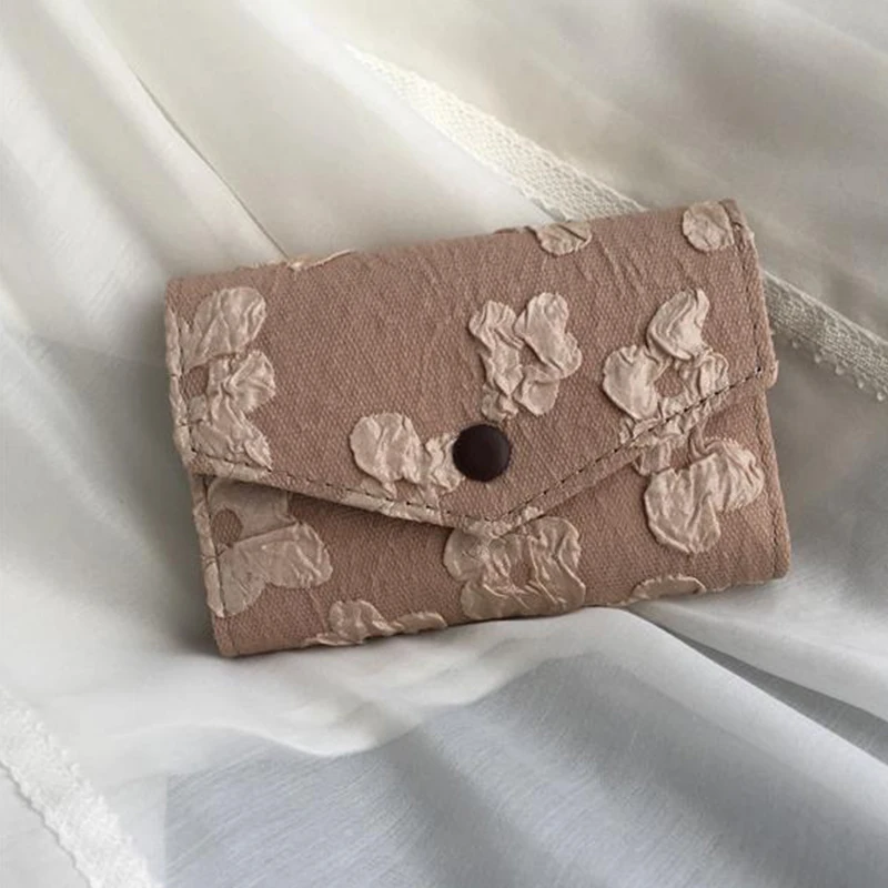 

Холщовый кошелек с цветочным рисунком, ретро-кошелек для карт, Женский кошелек с цветочным рисунком, кожаный Карманный Женский Короткий держатель для карт, симпатичный кошелек для девушек, сумка