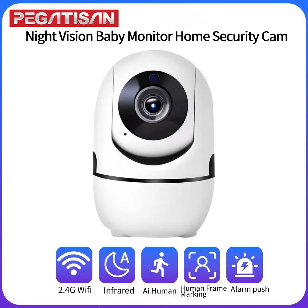 

PEGATISAN 2K WiFi PTZ Camera 360° Smart Tracking AI Motion Detection Night Vision Baby Monitor Home Security Camera