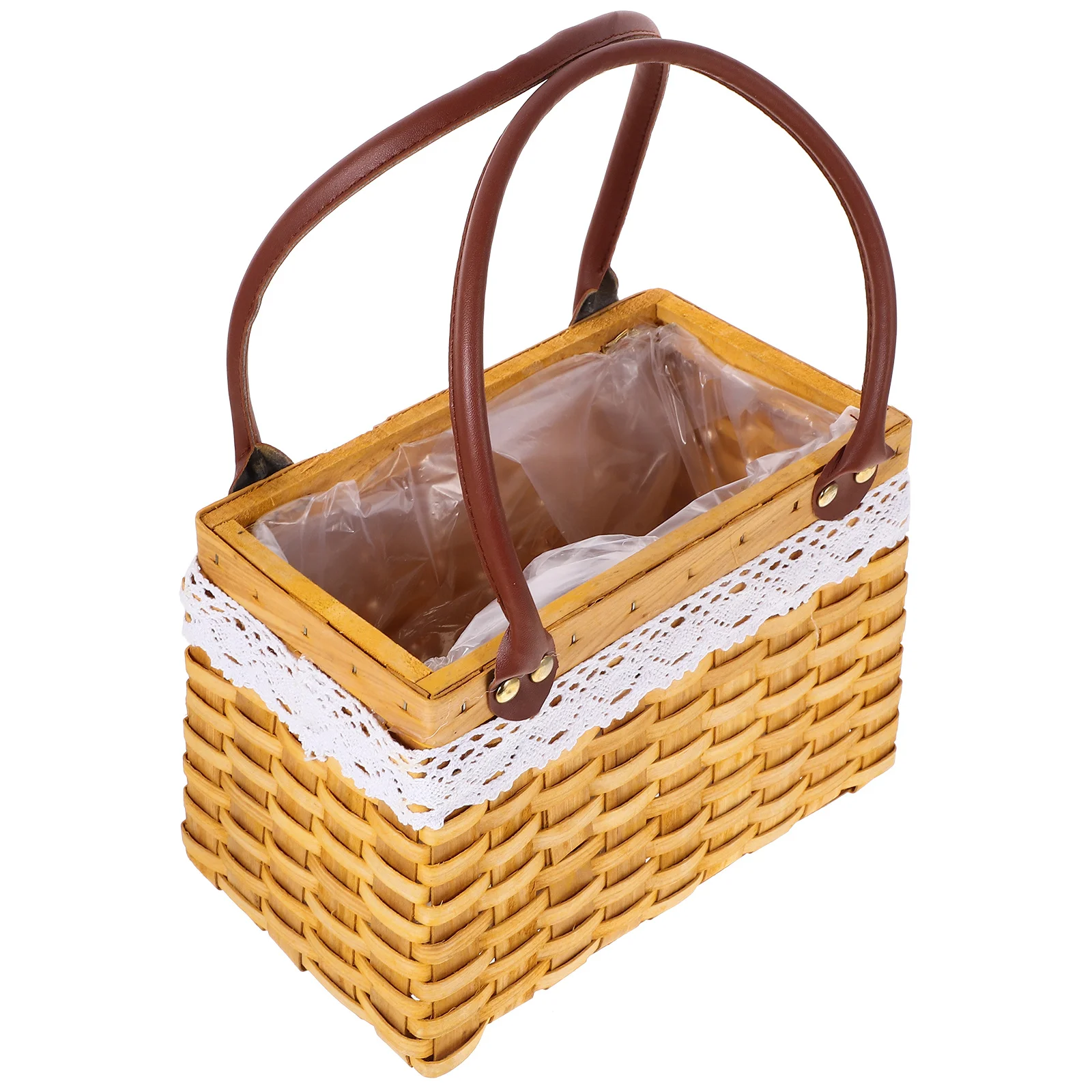 

Rattan Storage Basket Hand-Woven Portable Fruit Vegetable Picnic Decorative Organizer Container Small Woven Basket with Handle