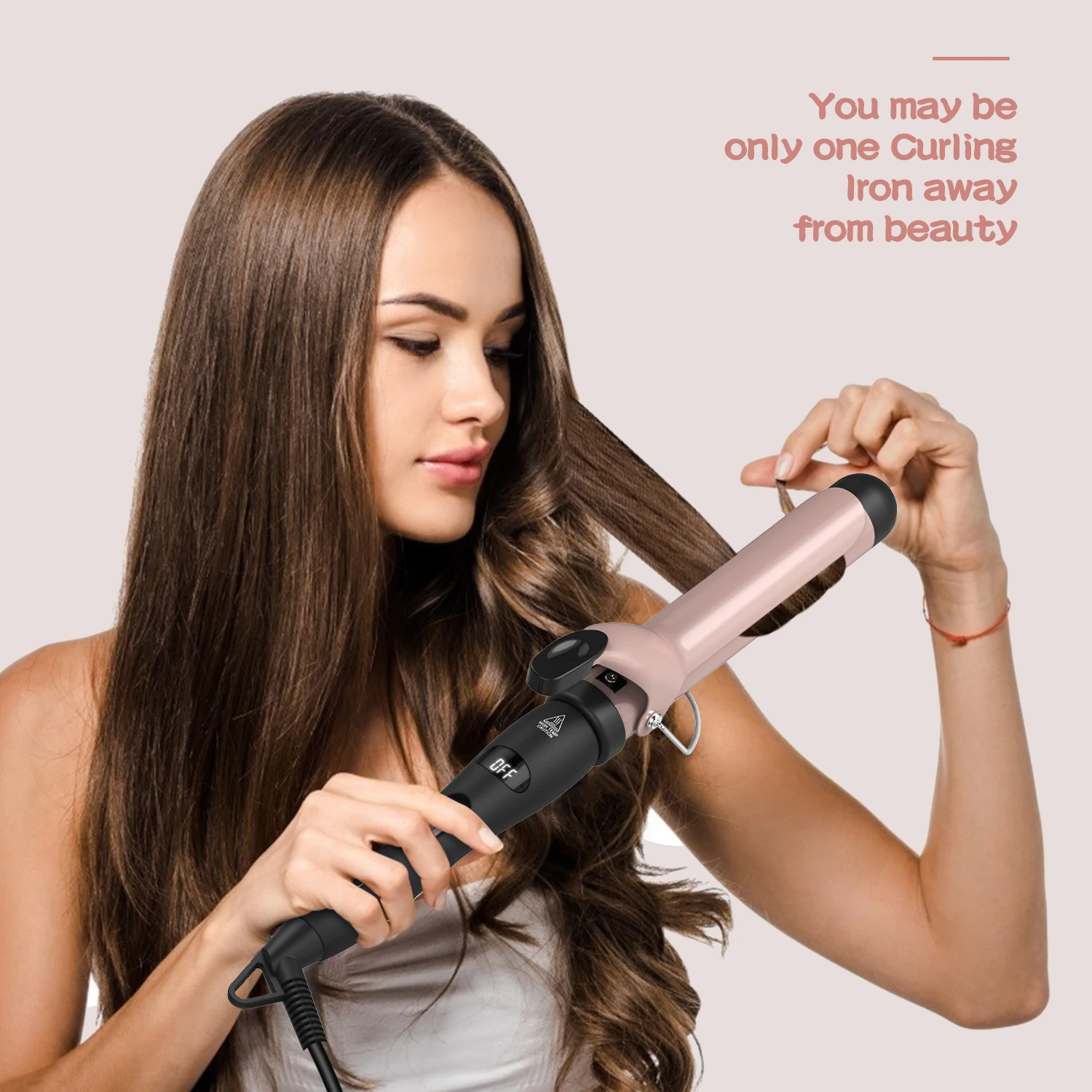 

Pretfy 1.25inch Hair Curling Iron Hair Curler Temperature LCD Temp Display Hair Styling Tool Anti-scald Auto Shut-Off