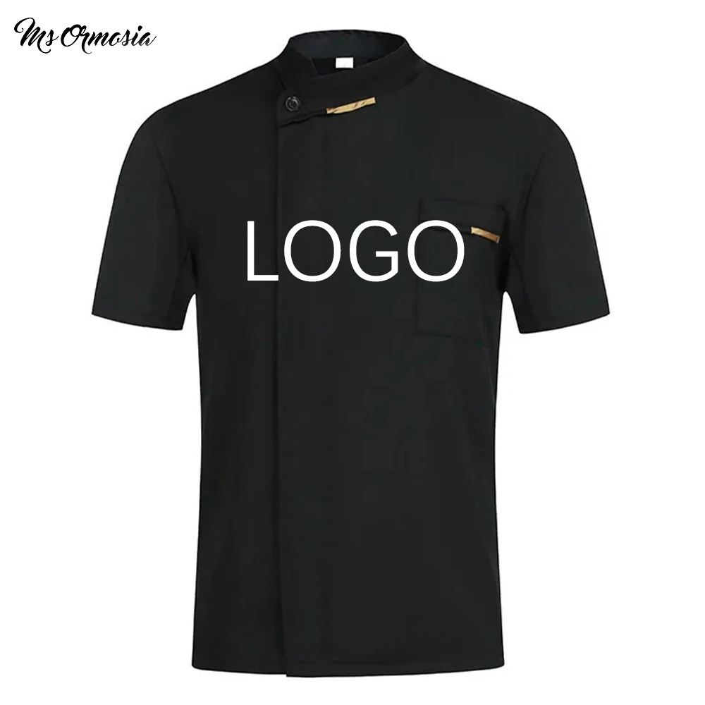 Chef Waiter Uniform Short Sleeve Kitchen Work Shirt Restaurant Cook Chef Jaket Breathable Barber Sushi Costumes Customed logo