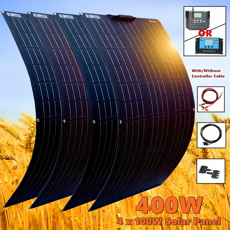 XINPUGUANG 18V 100 Watt 200W 300W 400W Flexible Solar Panel Kit Complete 12V 24V battery camping RV boat outdoor Power charging