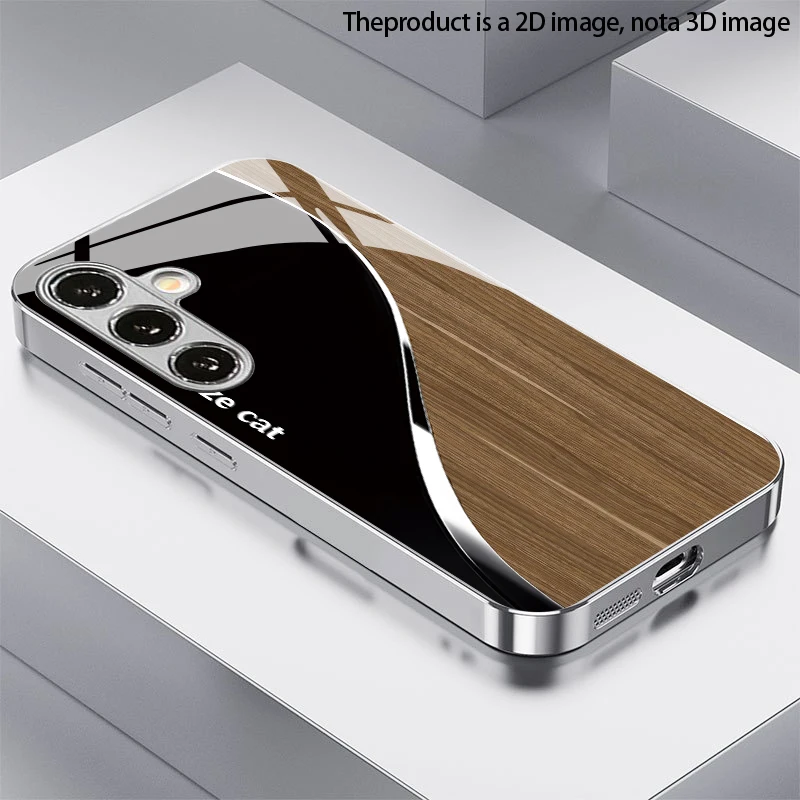 2D Simple Cat Pattern Mobile Phone Case for Samsung S26 S25 S24 S23 S22 S21 S20 A56 A36 A16 - Glass Protective Cover