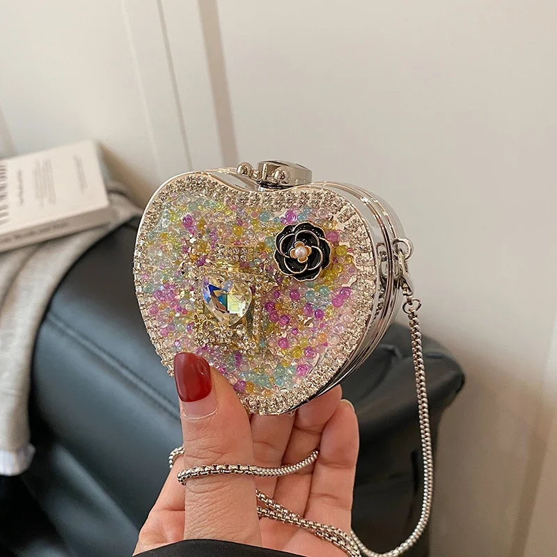 

Shining Diamonds Mini Gold Square Shoulder Bags Sliver Stylish Design 2025 Hot Trendy Exquisite Chains Evening Bags for Women