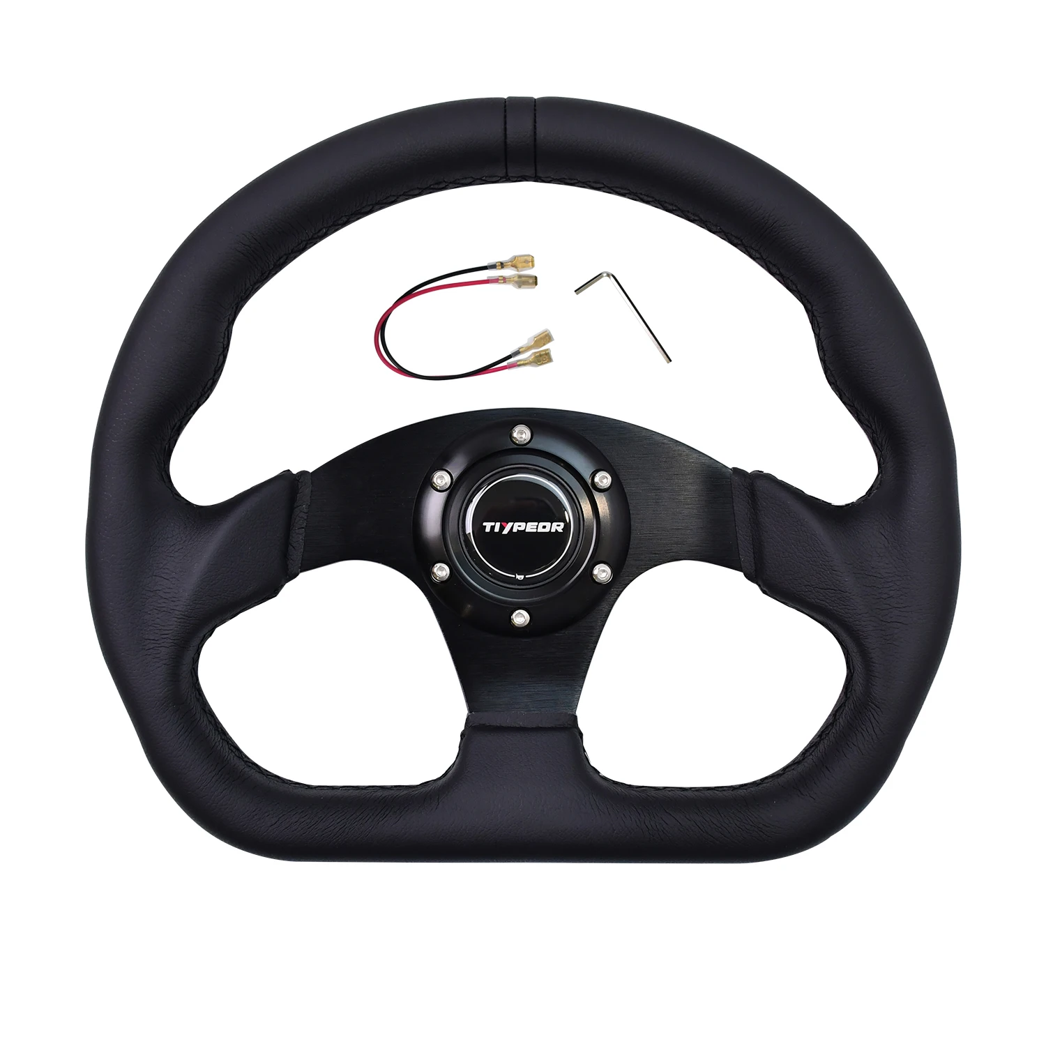 TIYPEOR 330mm D Shape Steering Wheel Genuine Leather Drift Car Racing Game Pc Steering Wheel