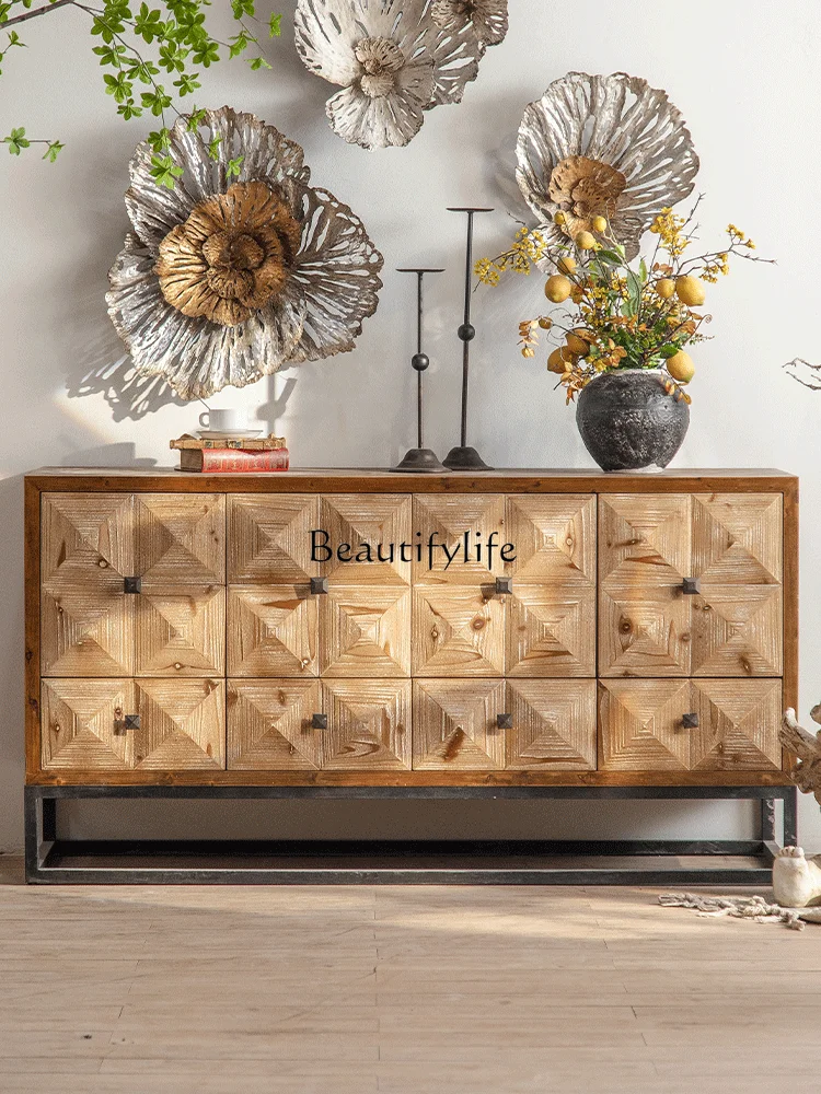 American Retro Solid Wood Sideboard Entrance Foyer Entrance Cabinet