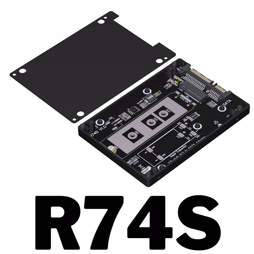 

R74S CNC Aluminum Alloy SSD Case M.2 (B&M Key) to SATA 3.0 (Serial ATA) Solid-state Enclosure SATA 3.0 M.2 6Gbps Adapter Card
