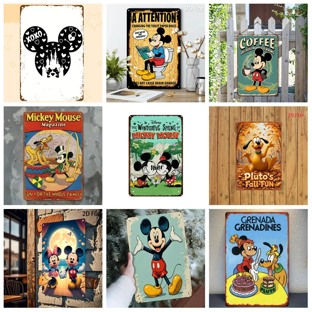 

Miniso Disney Mickey Nostalgic Metal Signs wall decor Tin Signs Captain Metal Poster Decor for Bar Pub Club Wall Decoration