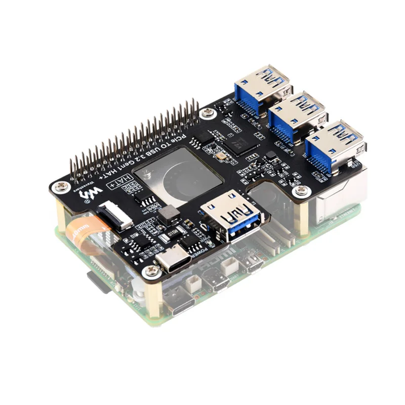 Raspberry Pi5 PCIe To USB 3.2 Gen1 HAT PCIe To USB HUB board for Pi5