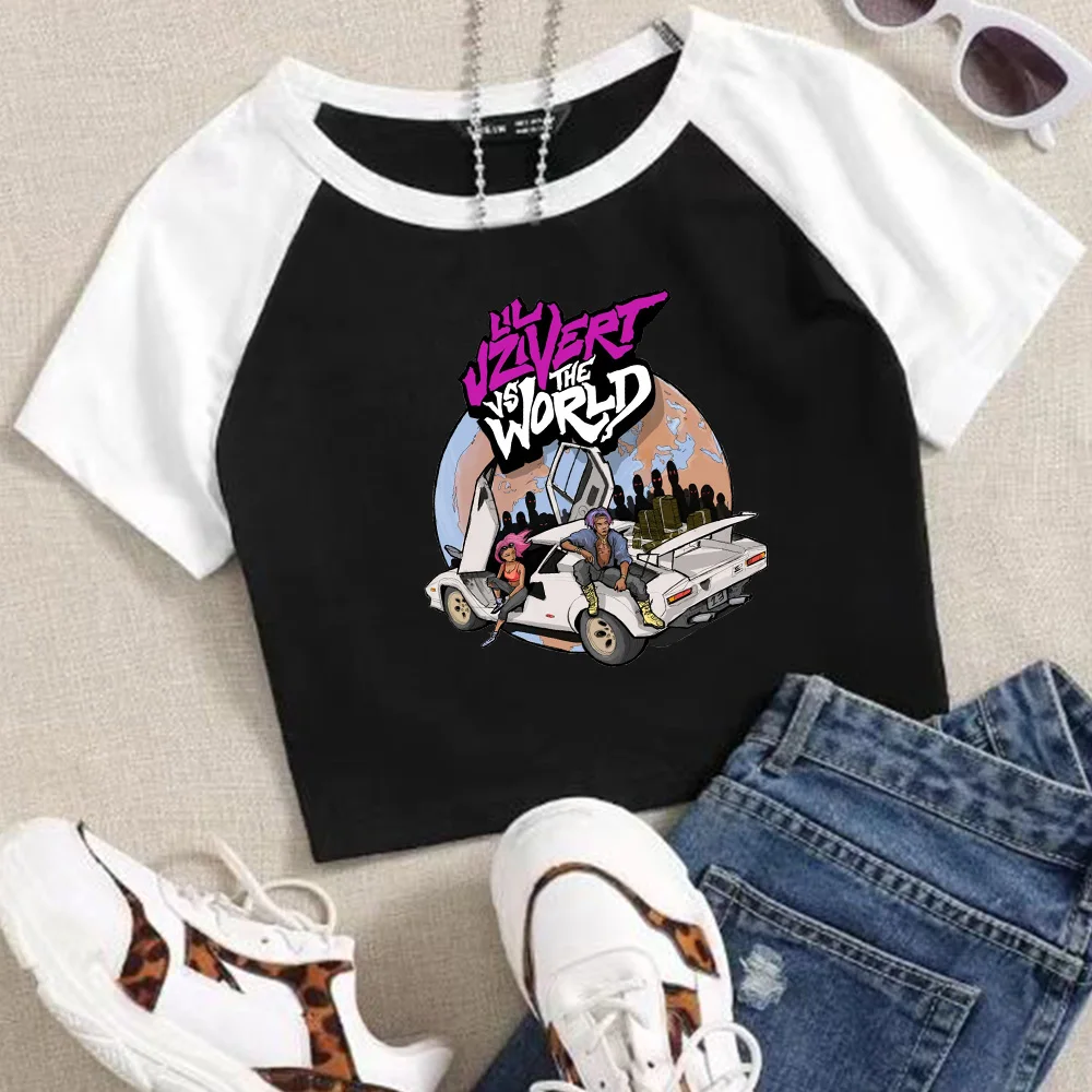 Lil Uzi Vert Tour Crop Tops T-Shirt Girls Fashion Women O-Neck Short Sleeve  Fans Gift T-shirt