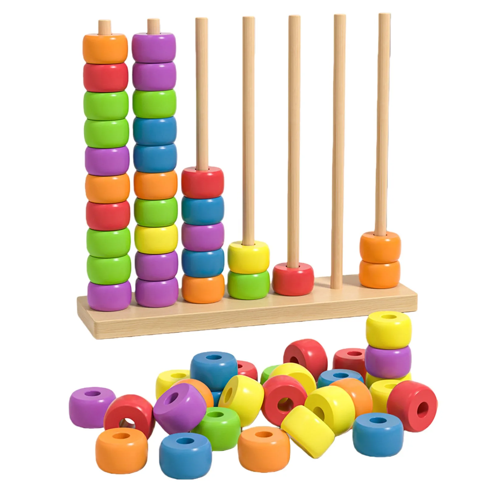 wood-color-match-challenge-game-with-racks-rings-fast-pattern-challenge-ring-stack-puzzle-fit-2-players-for-learning-sorting