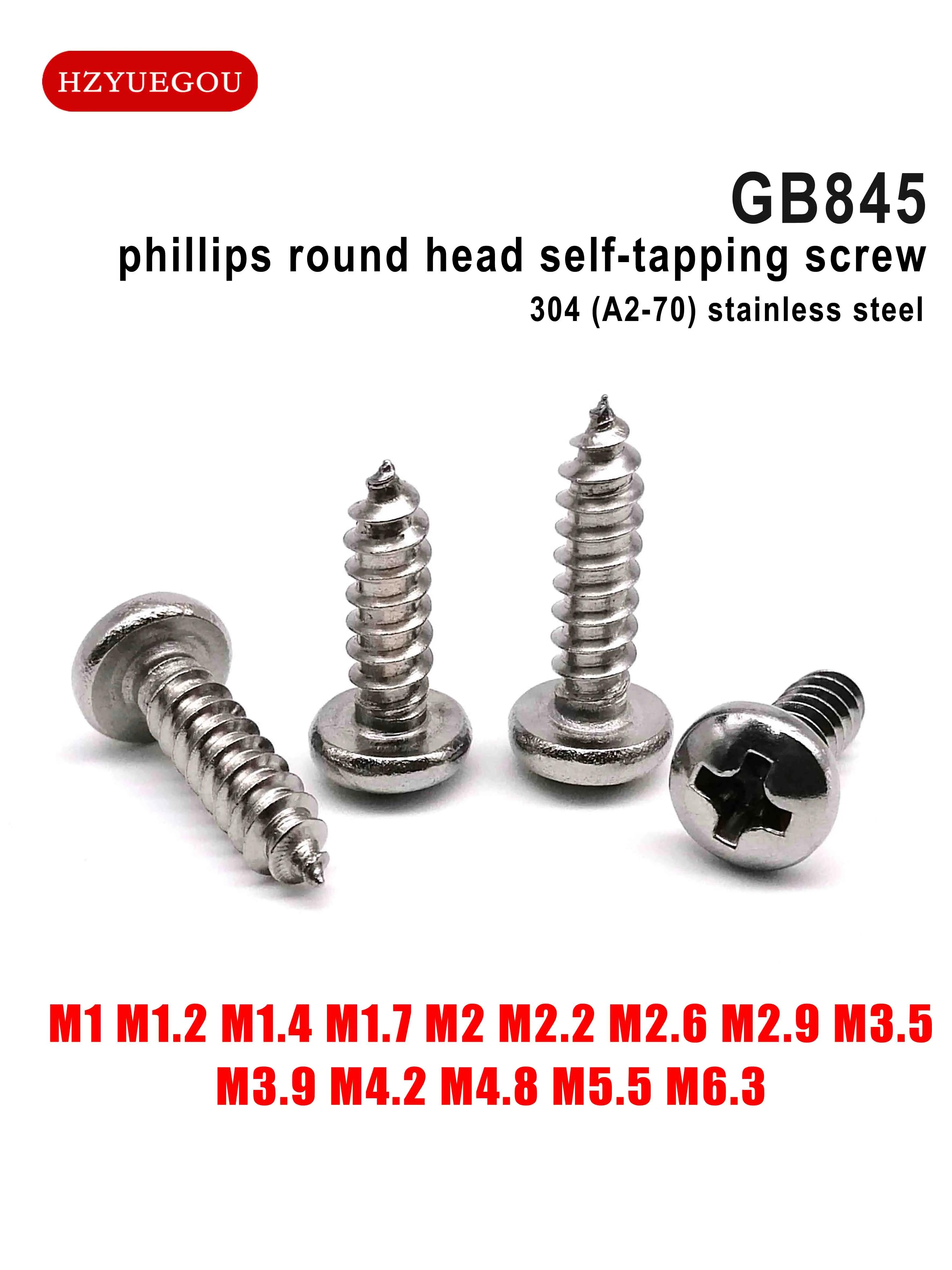 HZYUEGOU M1 M1.2 M1.4 M1.7 M2 M2.6 M3 M4 M5 M6 Mikro Kleine 304 Edelstahl Kreuzschlitz-Phillips-Flachkopf-Rundkopf-Selbstschneidende Schraube – Detail 2