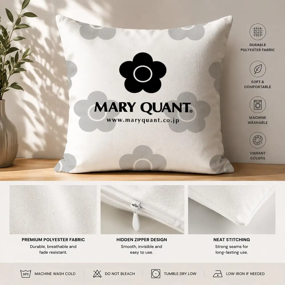 Fashion M-Mary-Q-Quant Cushion Cover 40x40cm Square Decorative Sofa Cushion Cover Bedroom Living Room Home Decor Gift