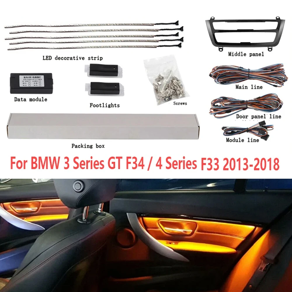 Auto For BMW 3 Series GT / 4 Series 2013-2018 F32 F33 F34 F36 Car Neon Ambient Light 9-color Decorative Atmosphere LED Strip