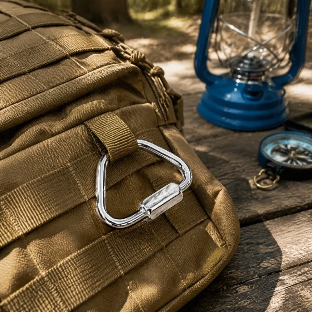 Stainless Steel Triangular Link Hook Heavy Duty Locking Buckle Stainless Steel Link Hook Screw Connection Screw Link Hook Hiking