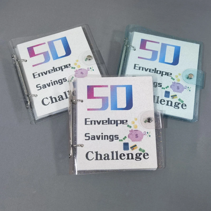 1Set 50 Days Envelope Savings Challenge $3000 Couple Loose-leaf Savings Notebook Saving Money Binder Cash Budget Storage Book