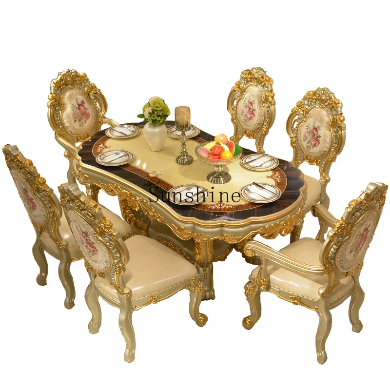 

European oval dining table rectangular 1.8 meters all solid wood
