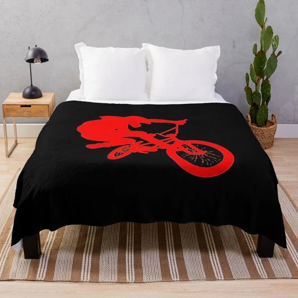 

BMX Rider Silhouette Logo Red Summer Vibe Throw Blanket Luxury Thicken Sofa Quilt wednesday Blankets