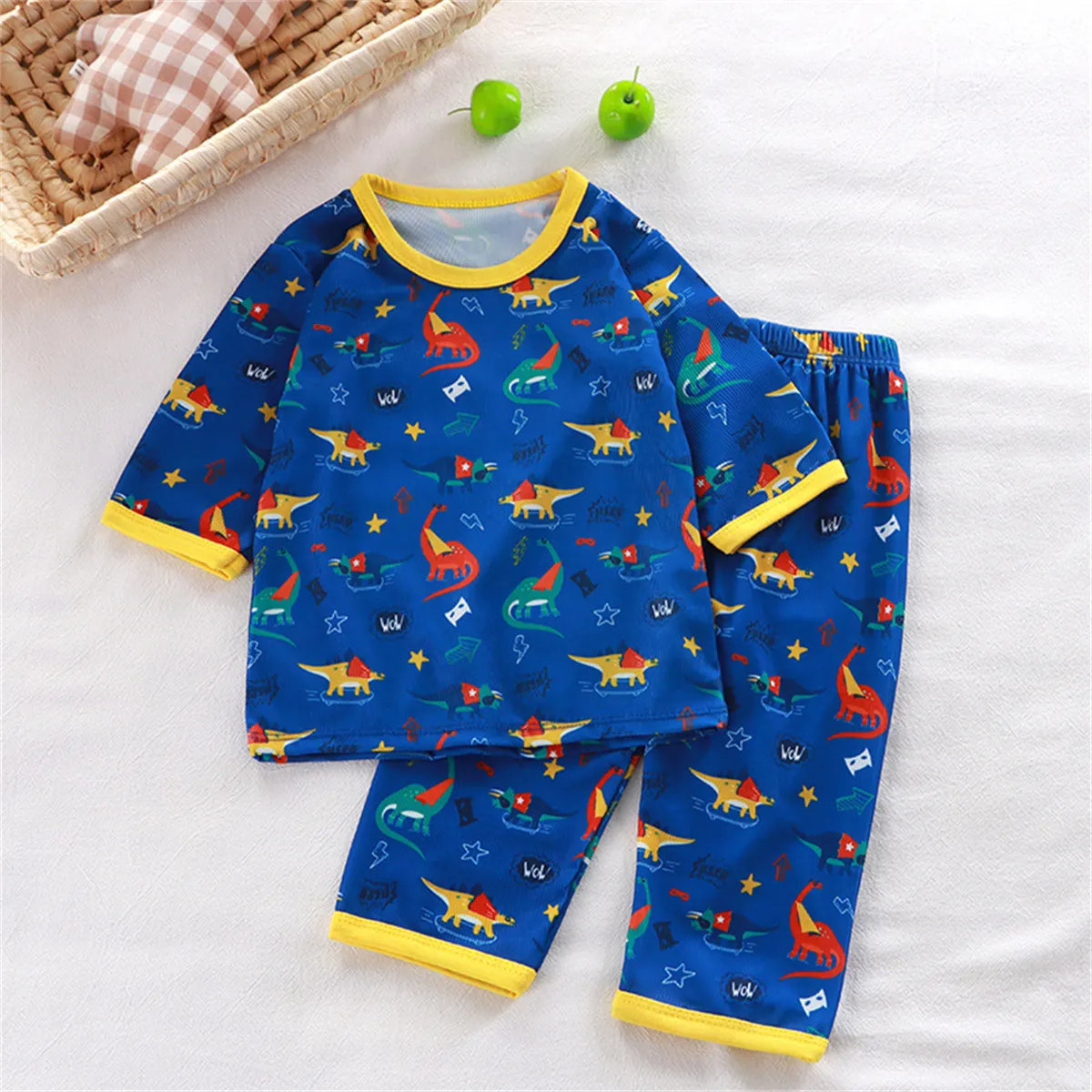 Hibobi-ropa de aire acondicionado para niños, conjunto de ropa interior de manga de tres cuartos, pijama de bebé, chándal de verano, 2 piezas