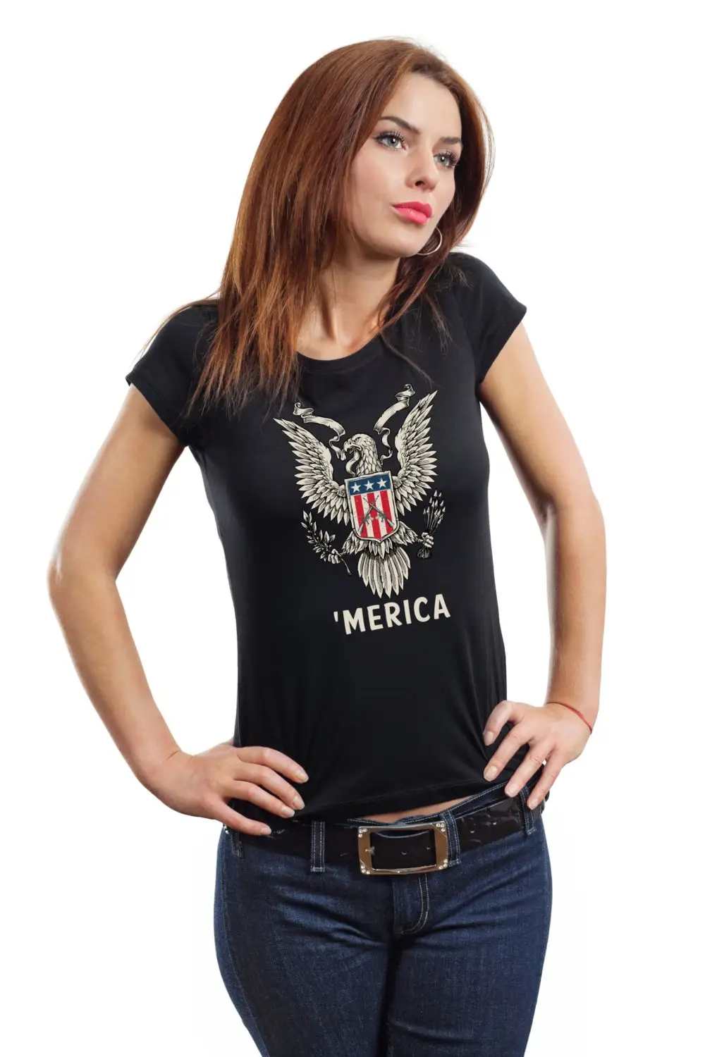 Usa Freedom 'Merica Eagle Cool Patriotic T Shirt Woman Top