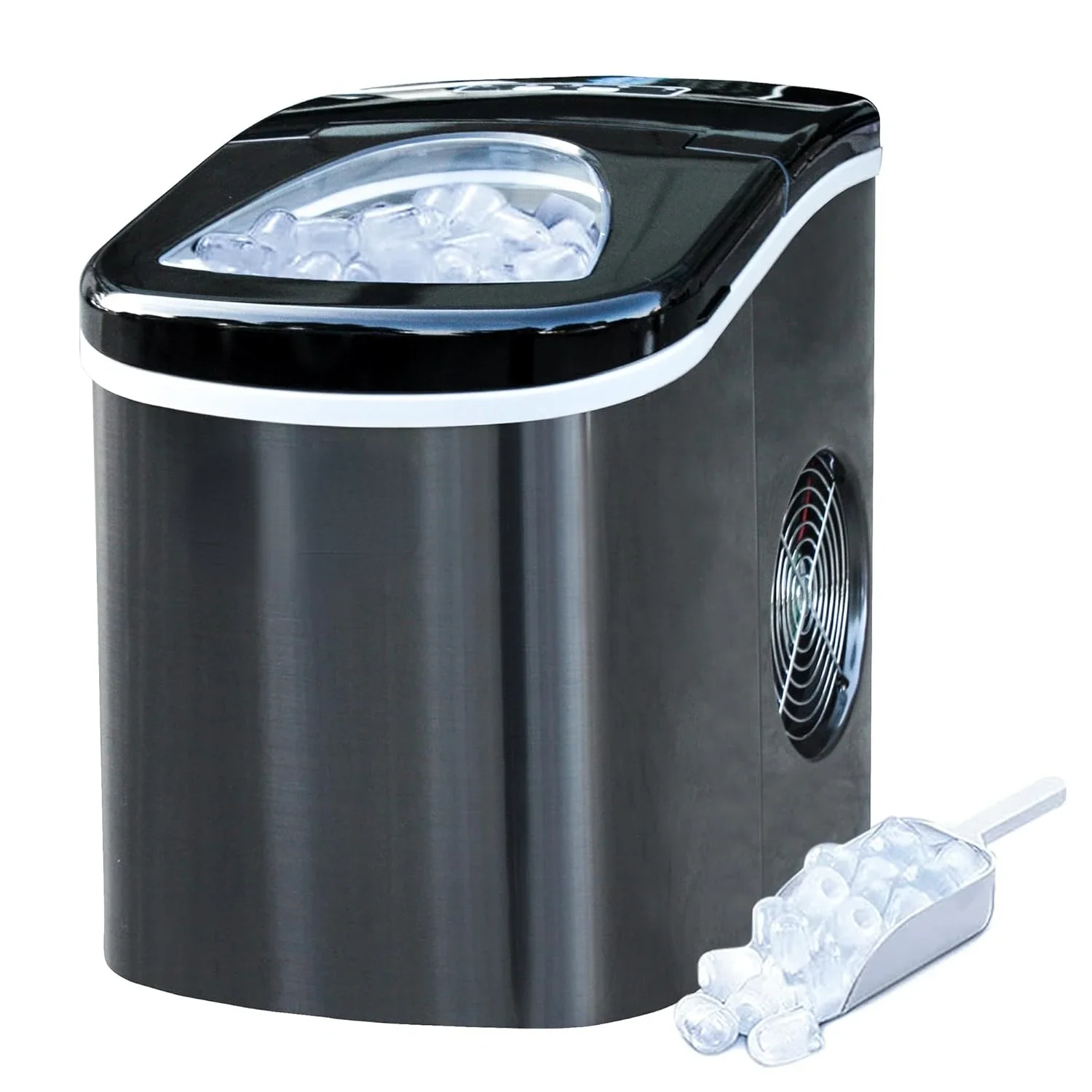 Compact Stainless Countertop Ice Maker, 26 lbs de gelo, Por dia