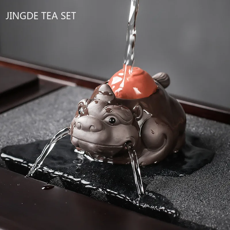 Boutique Zisha Lucky Tea Pet Ornament Creative Pixiu Can Raise Tea Art Decoration Handmade Tea Set Accessories Home Desk Decore