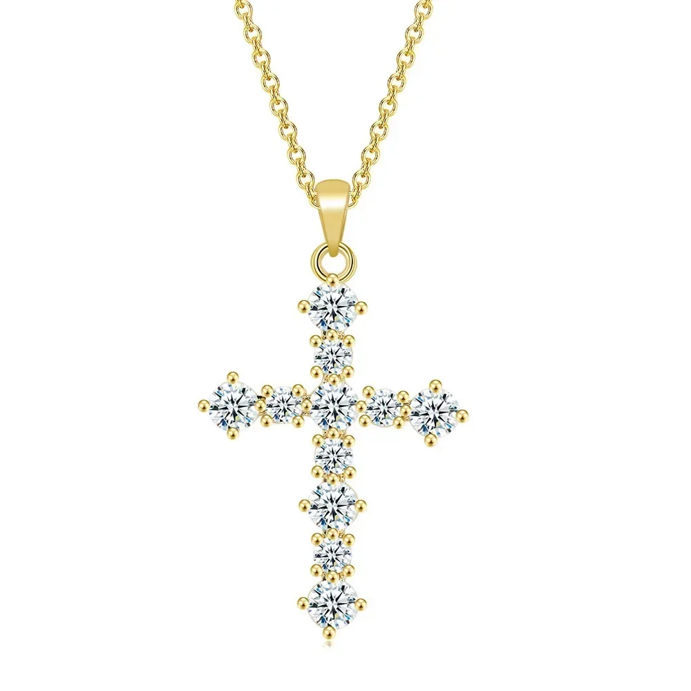 Europa en Amerika Populaire Halsketting Jesus Cross Item Vrouwen Mannen Hanger Glanzende Volledige Zirkoon Ketting Mode-sieraden Cadeau