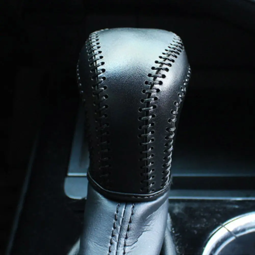 Leather Car Shift Handle Cover Wear-resistant Non-Slip Shift Knob Cover Delicate Carbon Fiber Universal Car Interior Accessories