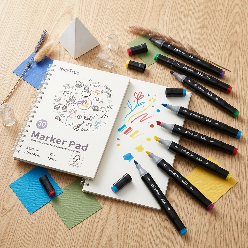Marqueurs à alcool Nicetrue pour livres de coloriage pour adultes, 24-168 couleurs, double pointe pinceau, anti-stress, pour la méditation, le dessin et l'esquisse, coffret cadeau premium avec bloc de marqueurs