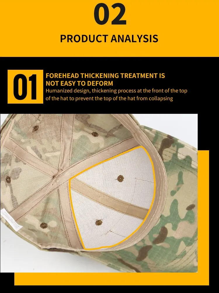 Tarnfarben Herren Baseballkappe Camouflage Sportkappe Verstellbare Hüte zum Angeln Outdoor Coole Sportkappe – Detail 4