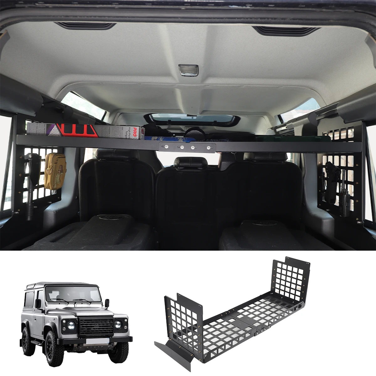 

For Land Rover Defender 2004-2019 trunk multi-function pallet rack Car trunk storage rack Carbon steel + aluminum alloy 3pcs