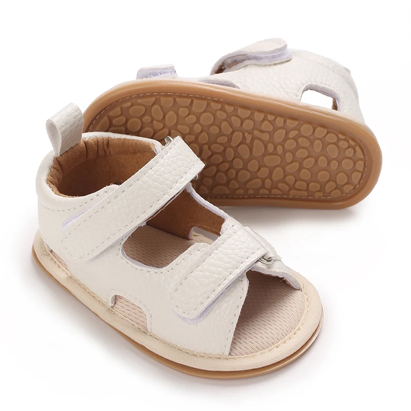 HAIZHIW  Toddler Rubber Sole Flat Anti-slip First Walkers Crib Baby Shoes Summer Baby Sandals Baby Boy Girl PU Leather Shoes