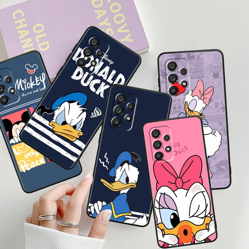 Disney Donald Duck Mickey For Samsung A53 A52 A33 A32 A51 A71 A21S A13 A73 A50 A22 A23 A03 A72 A54 A12 5G Black Phone Case