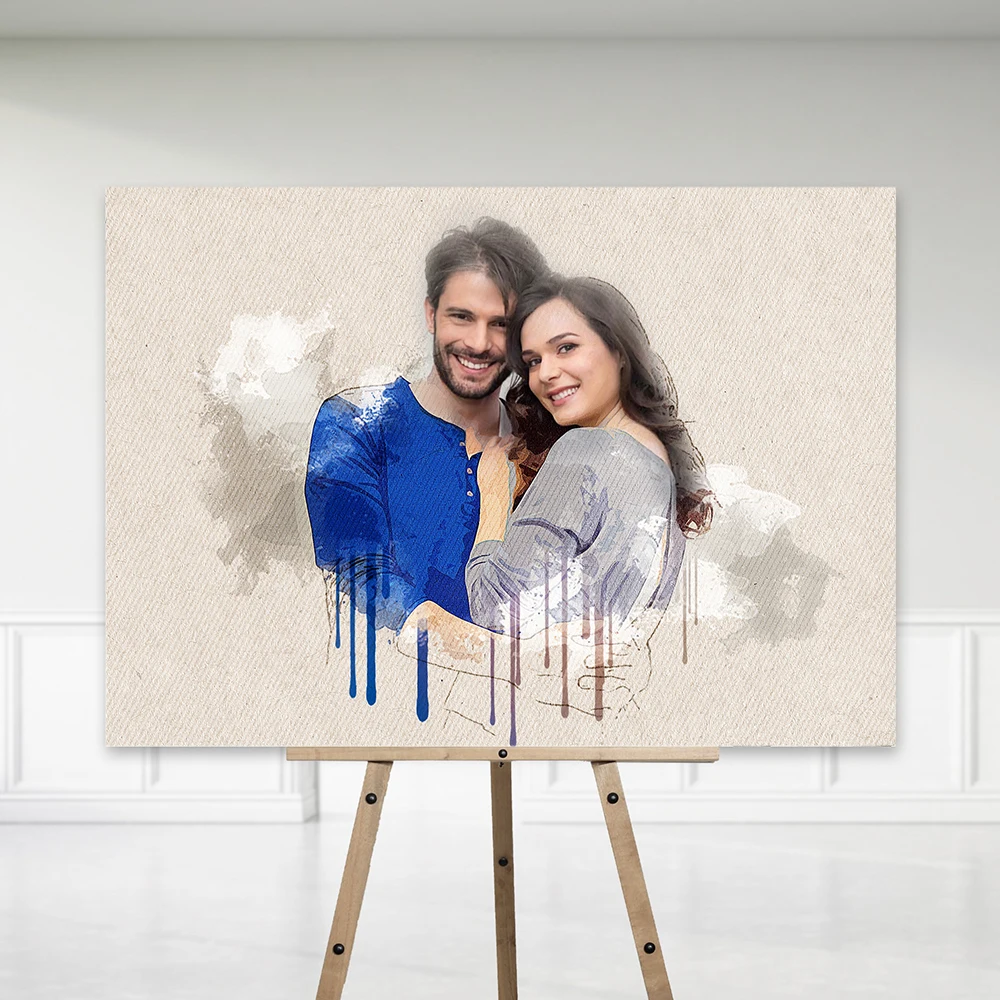 

Custom Portrait Poster From Your Photos Watercolor Artwork Canvas Art Paintings Prints Wall Picture for Bedroom Home Decoration