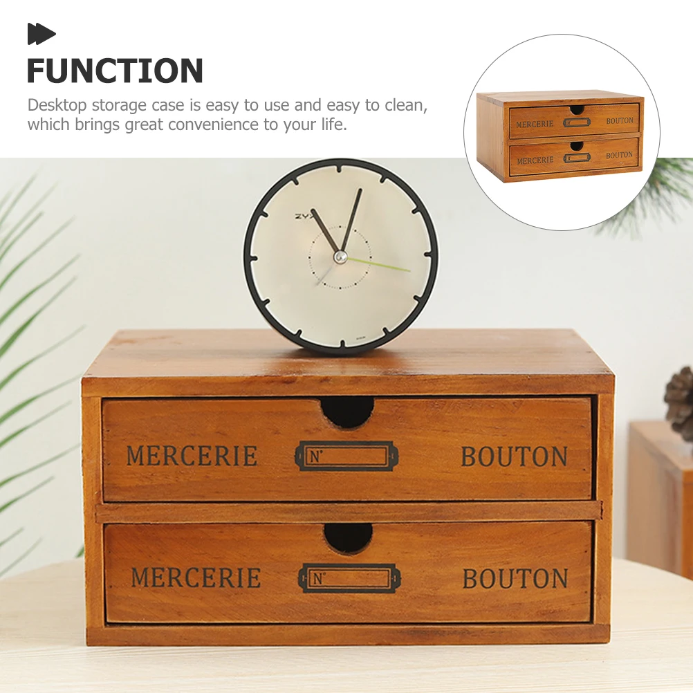 

Retro Solid Storage Cabinet 3 Drawers Desktop Organizer Jewelry Office Desktop Organizer Supplies Storage Box